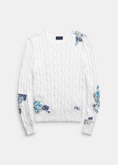 Polo Ralph Lauren Patchwork Cable-Knit Striktrøje Dame Danmark (SCQHG8627)